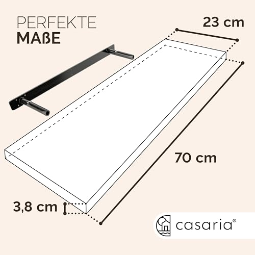 CASARIA Schweberegal 70 cm, Dunkle Eiche, 15 kg, verdeckte Wandhalterung