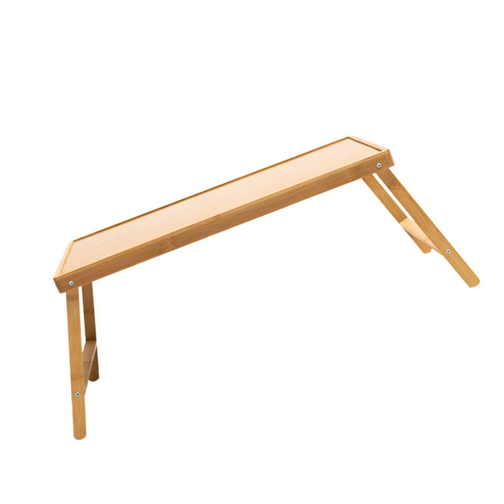 HOMSFOU Klappbarer Schoßschreibtisch aus Bambus Faltbarer Kleiner Tisch Beige Minimalistisch für Schlafzimmer Bett und Sofa Platzsparend Verstaubar