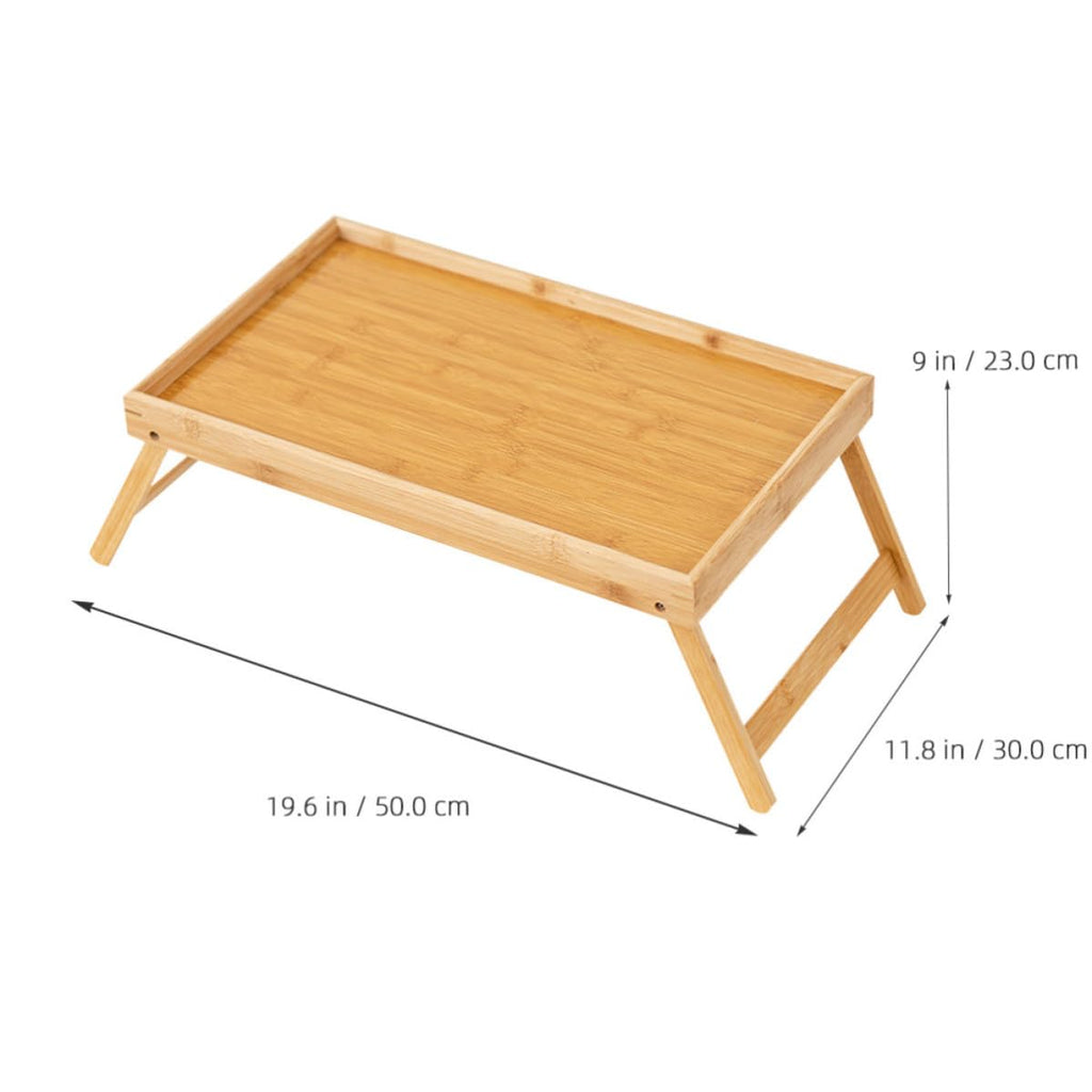 HOMSFOU Klappbarer Schoßschreibtisch aus Bambus Faltbarer Kleiner Tisch Beige Minimalistisch für Schlafzimmer Bett und Sofa Platzsparend Verstaubar
