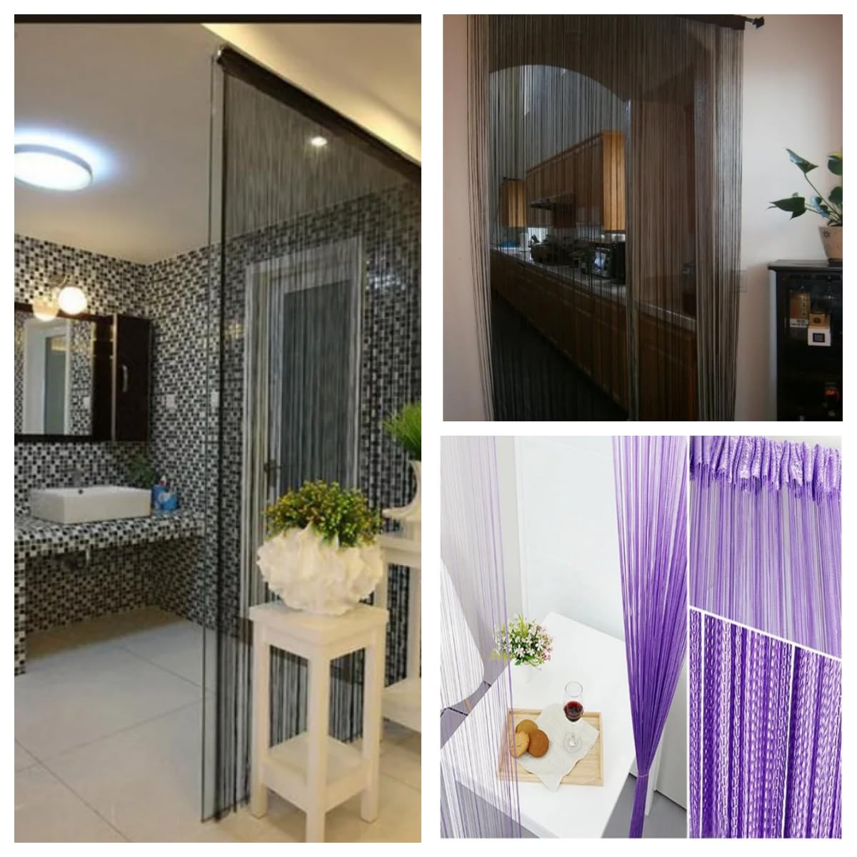 2 Stück 100 x 200 cm Fadenvorhang Vorhang Dekovorhang Raumteiler Türvorhang Fenstervorhang Fadenvorhänge Fadengardine für Türen, Wohnzimmer, als Raumteiler oder Dekoration, Polyester -Dunkelblau