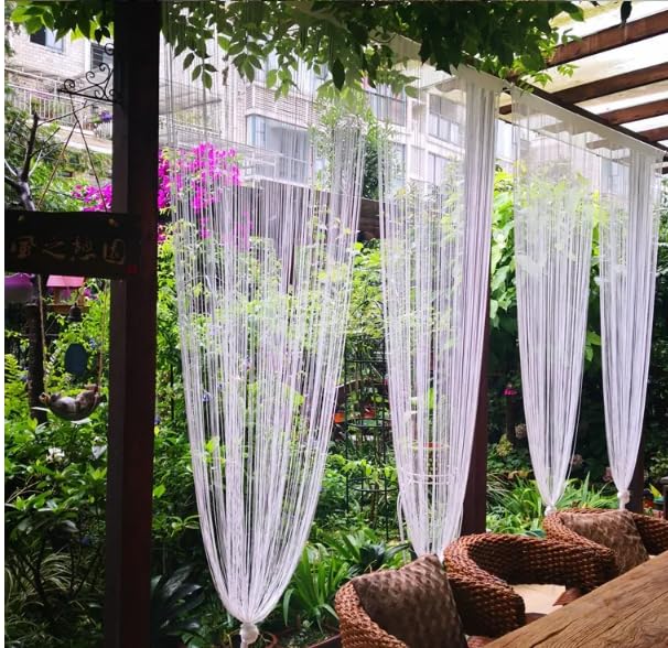 2 Stück 100 x 200 cm Fadenvorhang Vorhang Dekovorhang Raumteiler Türvorhang Fenstervorhang Fadenvorhänge Fadengardine für Türen, Wohnzimmer, als Raumteiler oder Dekoration, Polyester -Dunkelblau