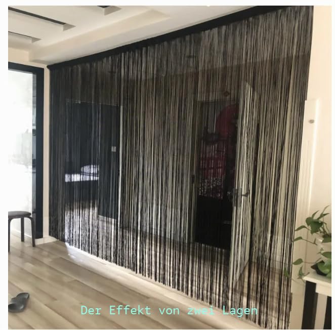 2 Stück 100 x 200 cm Fadenvorhang Vorhang Dekovorhang Raumteiler Türvorhang Fenstervorhang Fadenvorhänge Fadengardine für Türen, Wohnzimmer, als Raumteiler oder Dekoration, Polyester -Dunkelblau