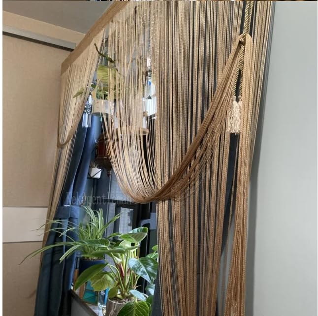 2 Stück 100 x 200 cm Fadenvorhang Vorhang Dekovorhang Raumteiler Türvorhang Fenstervorhang Fadenvorhänge Fadengardine für Türen, Wohnzimmer, als Raumteiler oder Dekoration, Polyester -Dunkelblau
