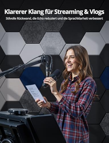Acoustic Panels Hexagon Schallabsorber Selbstklebend für Gaming Wand