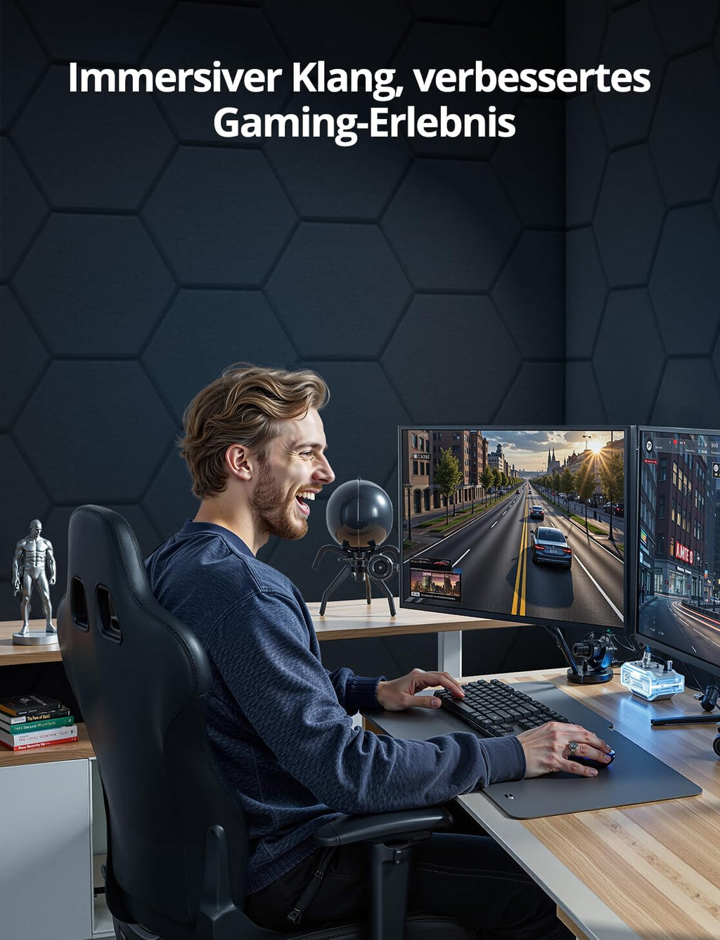 Acoustic Panels Hexagon Schallabsorber Selbstklebend für Gaming Wand