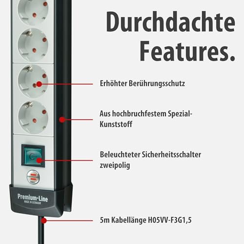 Brennenstuhl Premium-Line Steckdosenleiste 8-Fach, 5m