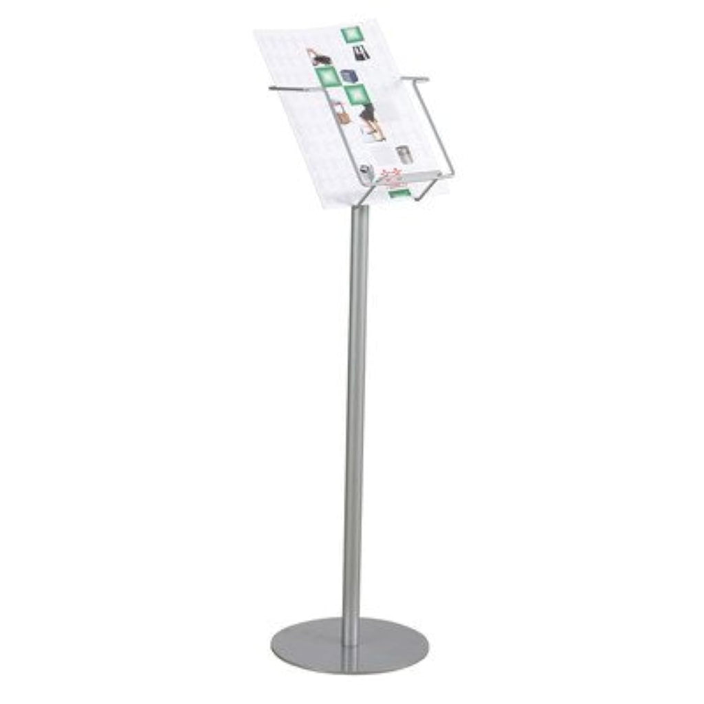 TWINCO Prospektständer 1Fach DIN A4 mit Standfuß H880xB235mm Draht silber Fachtiefe 75