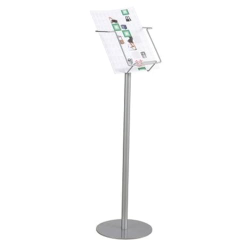 TWINCO Prospektständer 1Fach DIN A4 mit Standfuß H880xB235mm Draht silber Fachtiefe 75