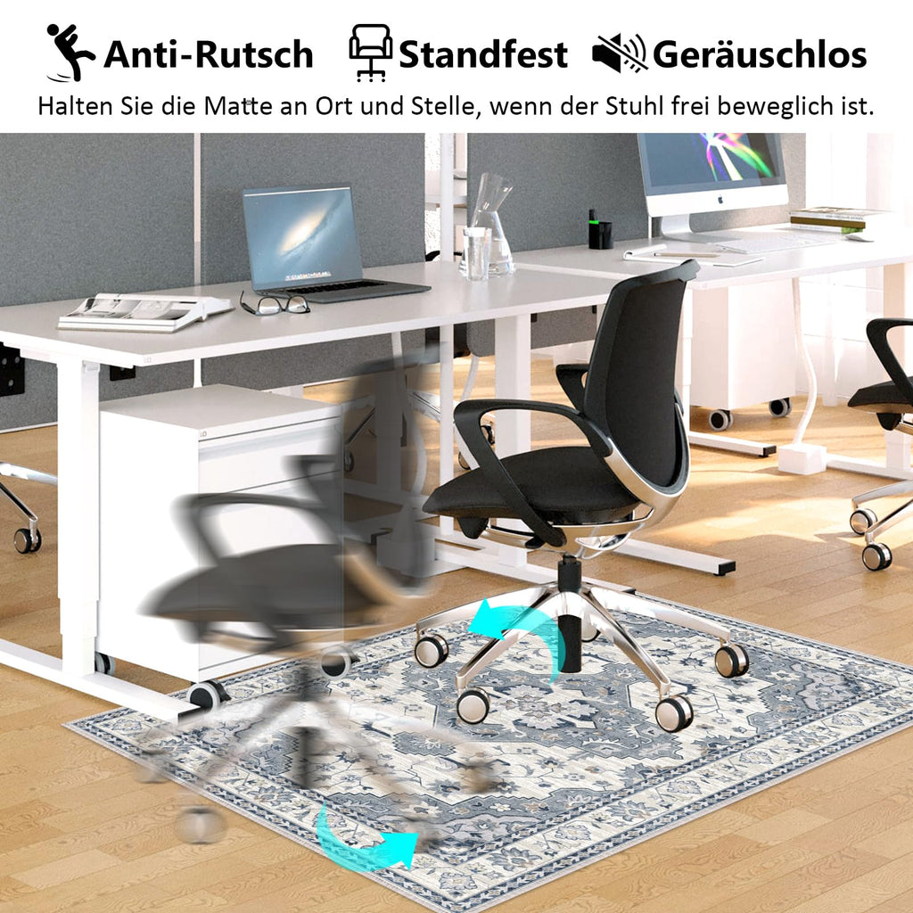 Bodenschutzmatte Bürostuhl 90X120 cm: Luxuriöse Bedruckter Stoff Bürostuhl Unterlage für Parkett und Hartböden, Mehrzweck Schreibtischstuhl Unterlage für zu Hause und im Büro (Grau, 90 x 120 cm)