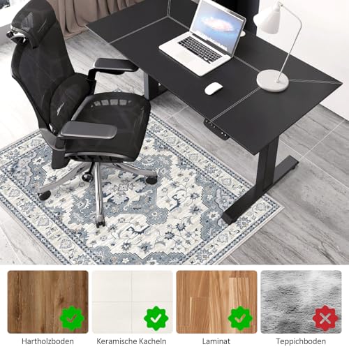 Bodenschutzmatte Bürostuhl 90X120 cm: Luxuriöse Bedruckter Stoff Bürostuhl Unterlage für Parkett und Hartböden, Mehrzweck Schreibtischstuhl Unterlage für zu Hause und im Büro (Grau, 90 x 120 cm)