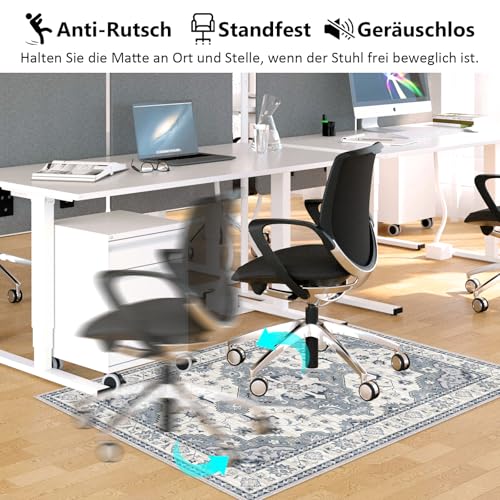 Bodenschutzmatte Bürostuhl 90X120 cm: Luxuriöse Bedruckter Stoff Bürostuhl Unterlage für Parkett und Hartböden, Mehrzweck Schreibtischstuhl Unterlage für zu Hause und im Büro (Grau, 90 x 120 cm)