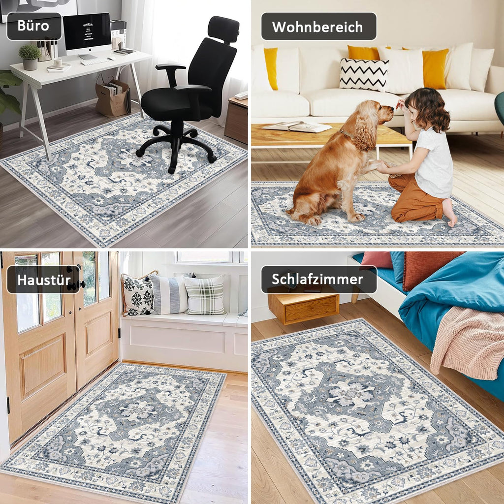 Bodenschutzmatte Bürostuhl 90X120 cm: Luxuriöse Bedruckter Stoff Bürostuhl Unterlage für Parkett und Hartböden, Mehrzweck Schreibtischstuhl Unterlage für zu Hause und im Büro (Grau, 90 x 120 cm)