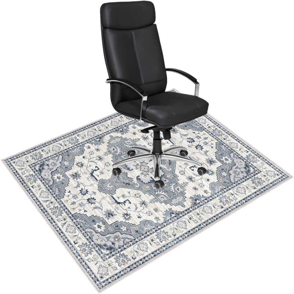 Bodenschutzmatte Bürostuhl 90X120 cm: Luxuriöse Bedruckter Stoff Bürostuhl Unterlage für Parkett und Hartböden, Mehrzweck Schreibtischstuhl Unterlage für zu Hause und im Büro (Grau, 90 x 120 cm)