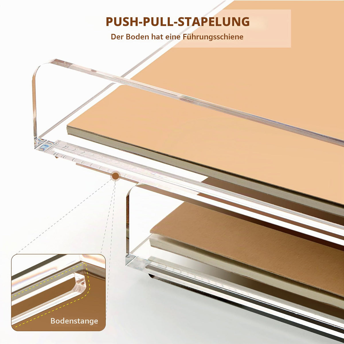 SANRUI Briefablage A4 Stapelbar Acryl Ablagefächer, Premium Dokumentenablage Quer, Transparent & Massiv Desk Organizer & Briefkorb für Büro, Briefe & Papier, 2-Stufige Postablage