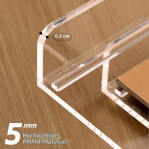 SANRUI Briefablage A4 Stapelbar Acryl Ablagefächer, Premium Dokumentenablage Quer, Transparent & Massiv Desk Organizer & Briefkorb für Büro, Briefe & Papier, 2-Stufige Postablage