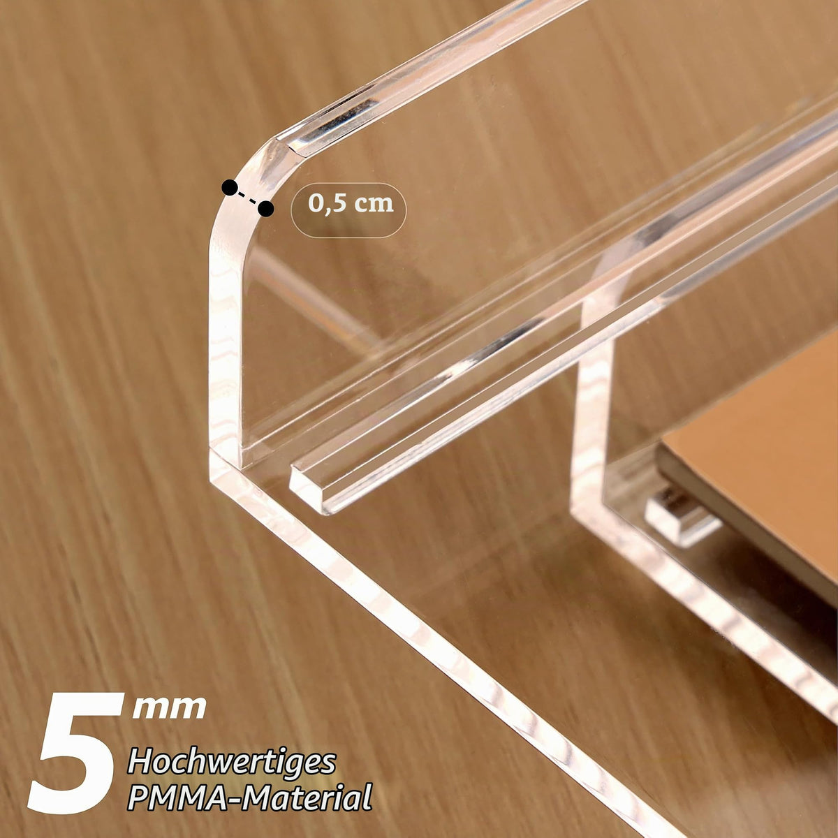 SANRUI Briefablage A4 Stapelbar Acryl Ablagefächer, Premium Dokumentenablage Quer, Transparent & Massiv Desk Organizer & Briefkorb für Büro, Briefe & Papier, 2-Stufige Postablage