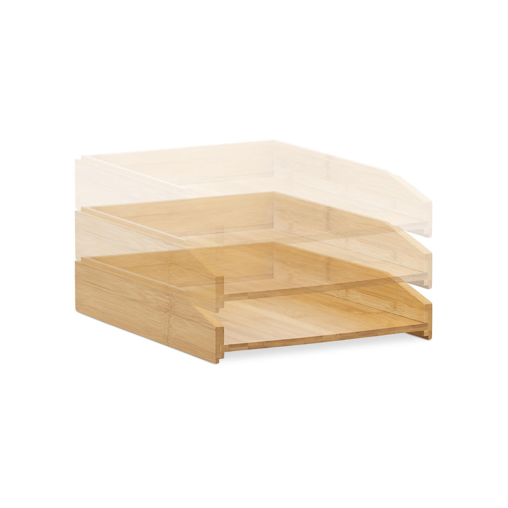 Relaxdays Briefablage 2er Set, aus Bambus, DIN A4 Größe, Natur