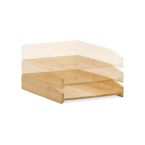 Relaxdays Briefablage 2er Set, aus Bambus, DIN A4 Größe, Natur