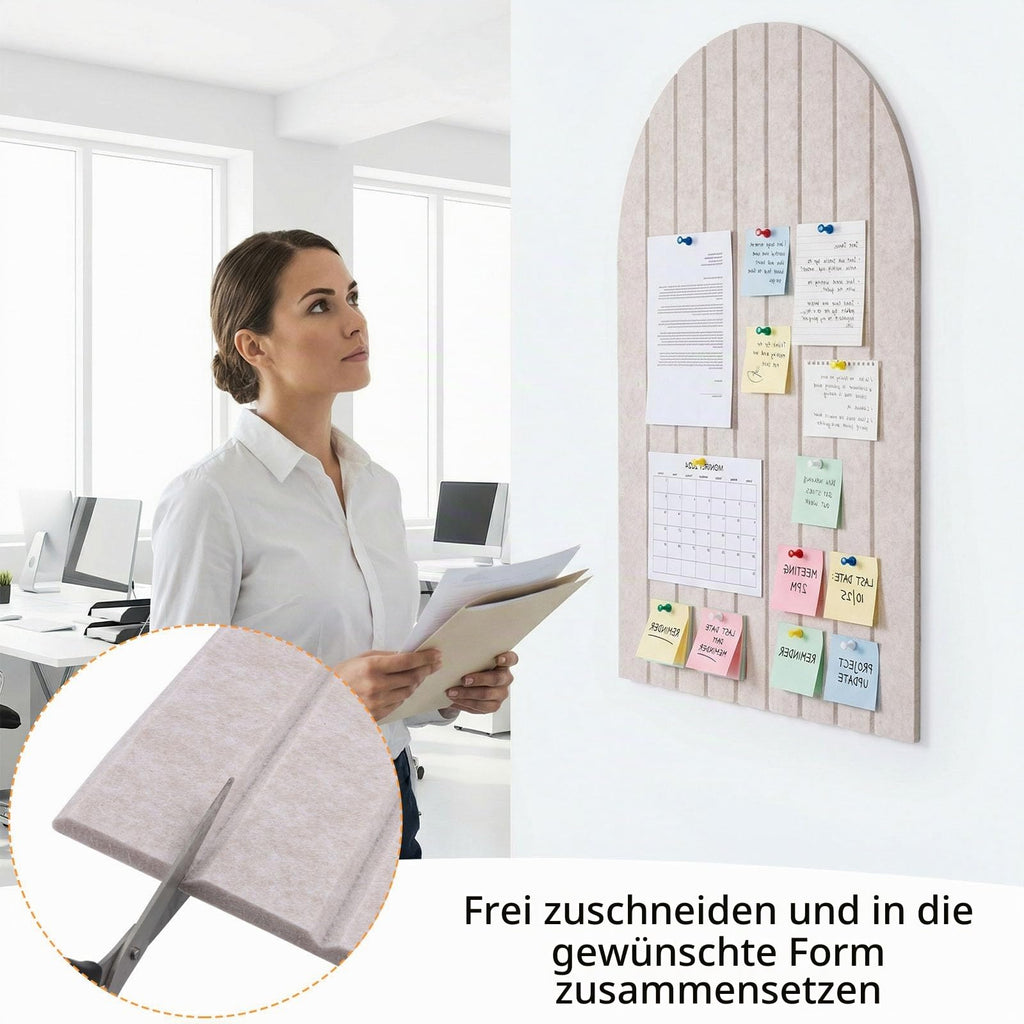 60x40cm Pinnwand, 0.9cm Dick Dekorative Pinnwand Filz(Geschwungen,Beige)