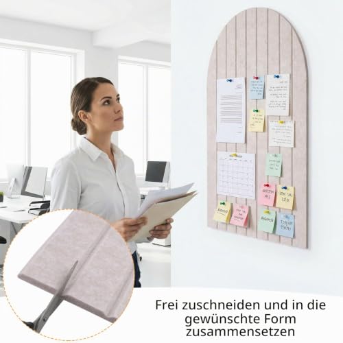 60x40cm Pinnwand, 0.9cm Dick Dekorative Pinnwand Filz(Geschwungen,Beige)