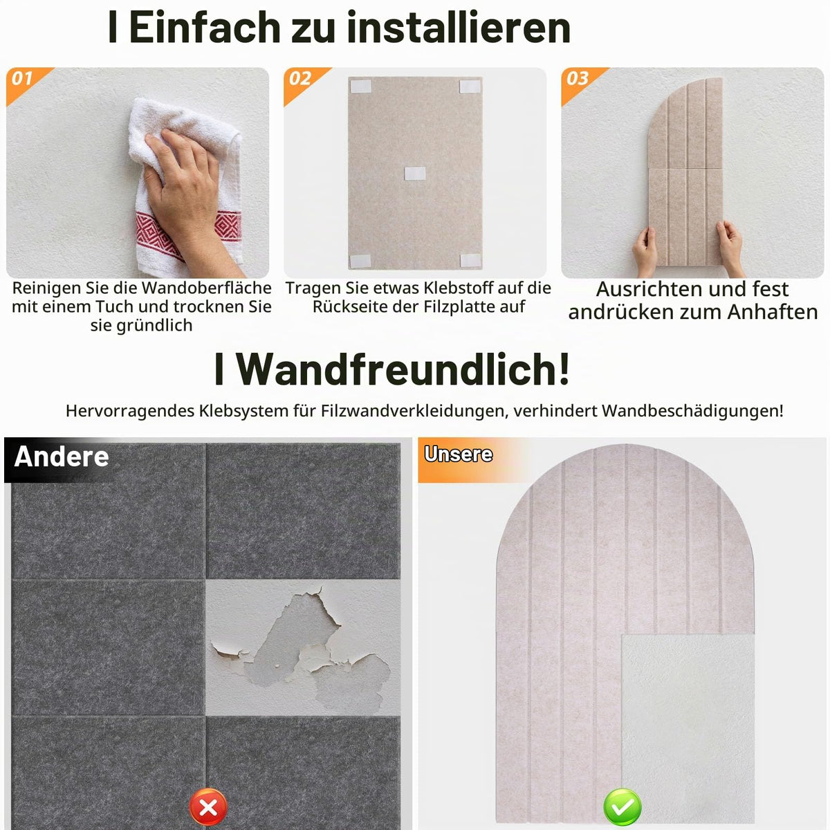 60x40cm Pinnwand, 0.9cm Dick Dekorative Pinnwand Filz(Geschwungen,Beige)