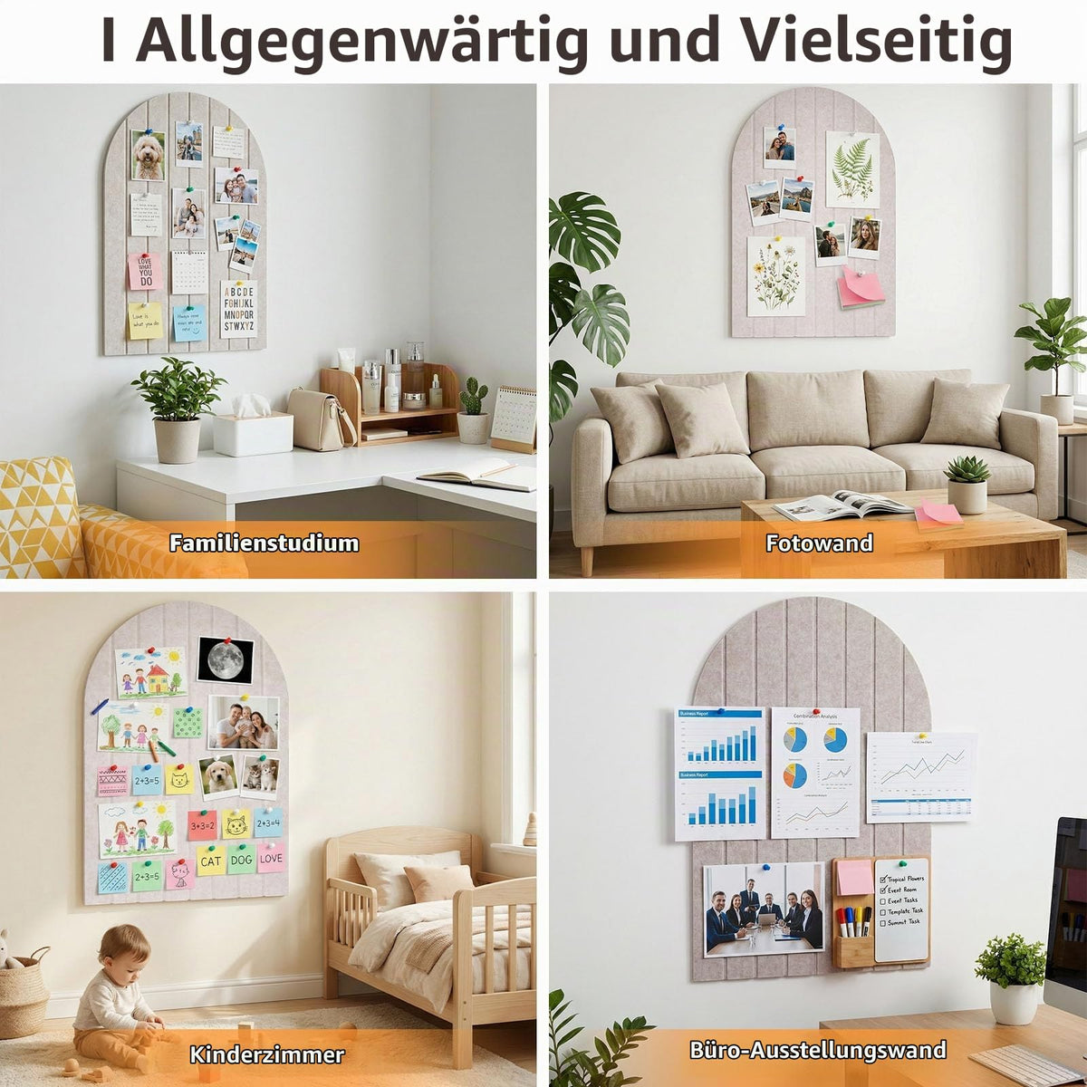 60x40cm Pinnwand, 0.9cm Dick Dekorative Pinnwand Filz(Geschwungen,Beige)