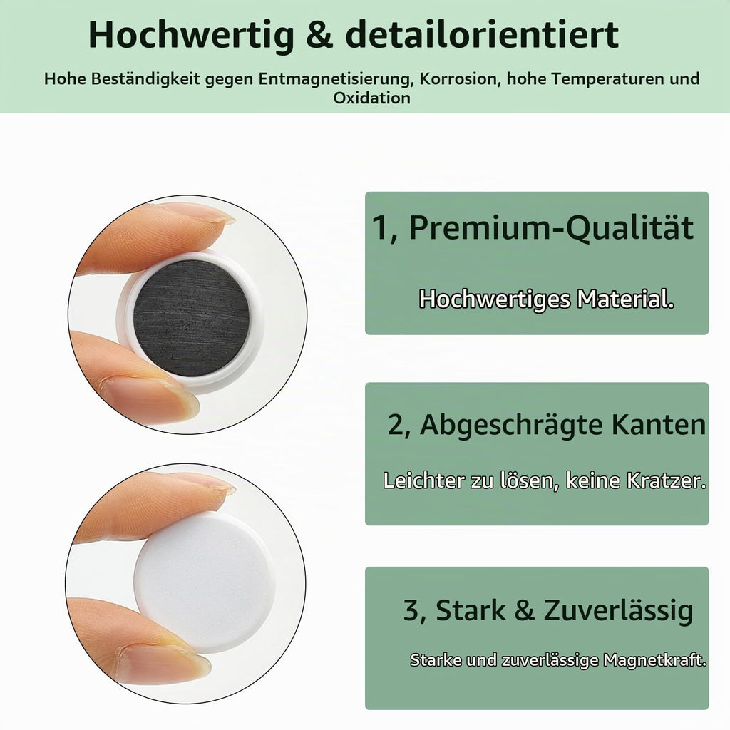 20 starke Kühlschrankmagnete, kleine Magnete für Whiteboard und Spind, robuste Mini-Magnete für Klassenzimmer, Küche und Büro (weiß)