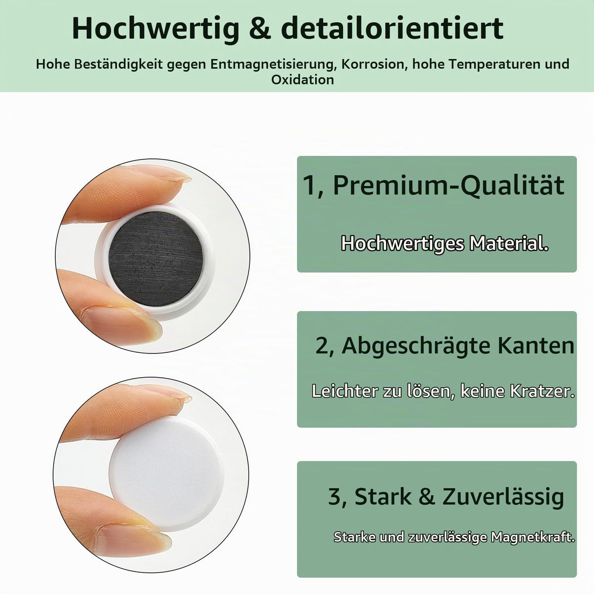 20 starke Kühlschrankmagnete, kleine Magnete für Whiteboard und Spind, robuste Mini-Magnete für Klassenzimmer, Küche und Büro (weiß)
