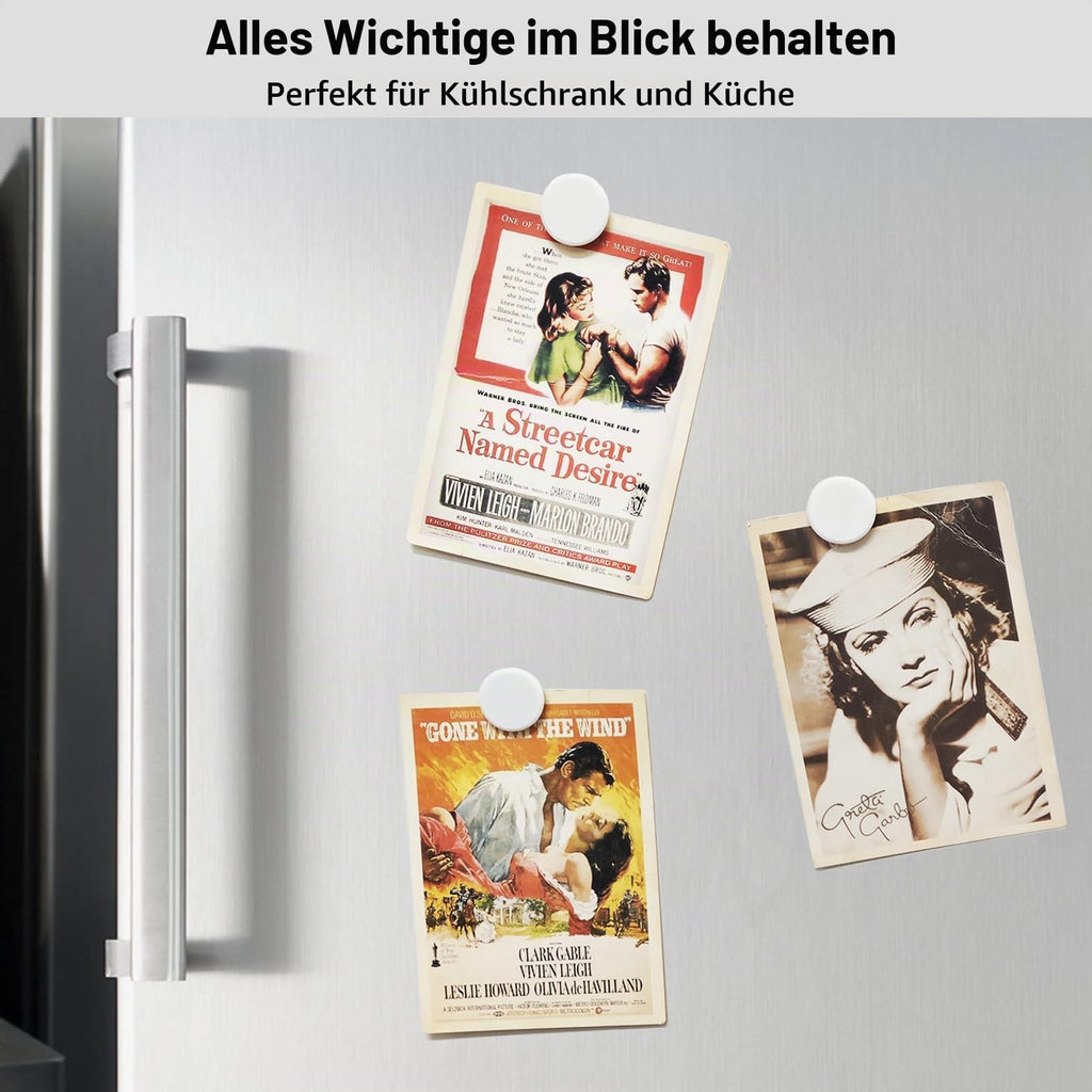 20 starke Kühlschrankmagnete, kleine Magnete für Whiteboard und Spind, robuste Mini-Magnete für Klassenzimmer, Küche und Büro (weiß)
