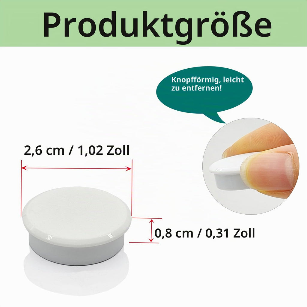 20 starke Kühlschrankmagnete, kleine Magnete für Whiteboard und Spind, robuste Mini-Magnete für Klassenzimmer, Küche und Büro (weiß)