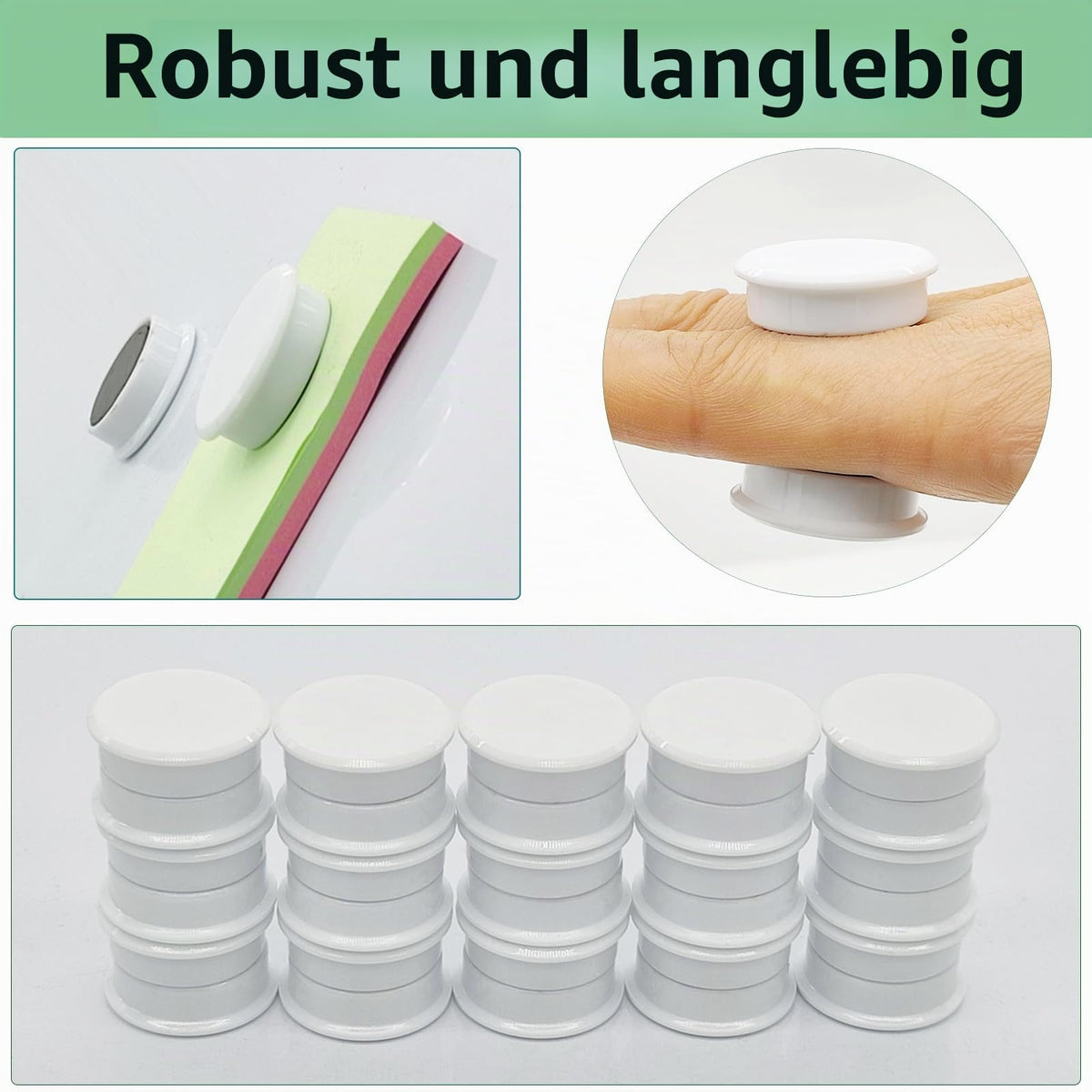 20 starke Kühlschrankmagnete, kleine Magnete für Whiteboard und Spind, robuste Mini-Magnete für Klassenzimmer, Küche und Büro (weiß)