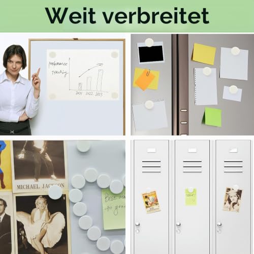 20 starke Kühlschrankmagnete, kleine Magnete für Whiteboard und Spind, robuste Mini-Magnete für Klassenzimmer, Küche und Büro (weiß)