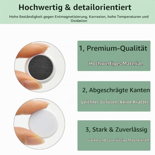 20 starke Kühlschrankmagnete, kleine Magnete für Whiteboard und Spind, robuste Mini-Magnete für Klassenzimmer, Küche und Büro (weiß)