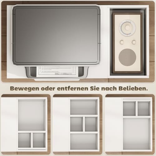 HOMCOM Druckertisch mit Rollen mit Unterteiltem Fach 70 x 34 x 60 cm Weiß