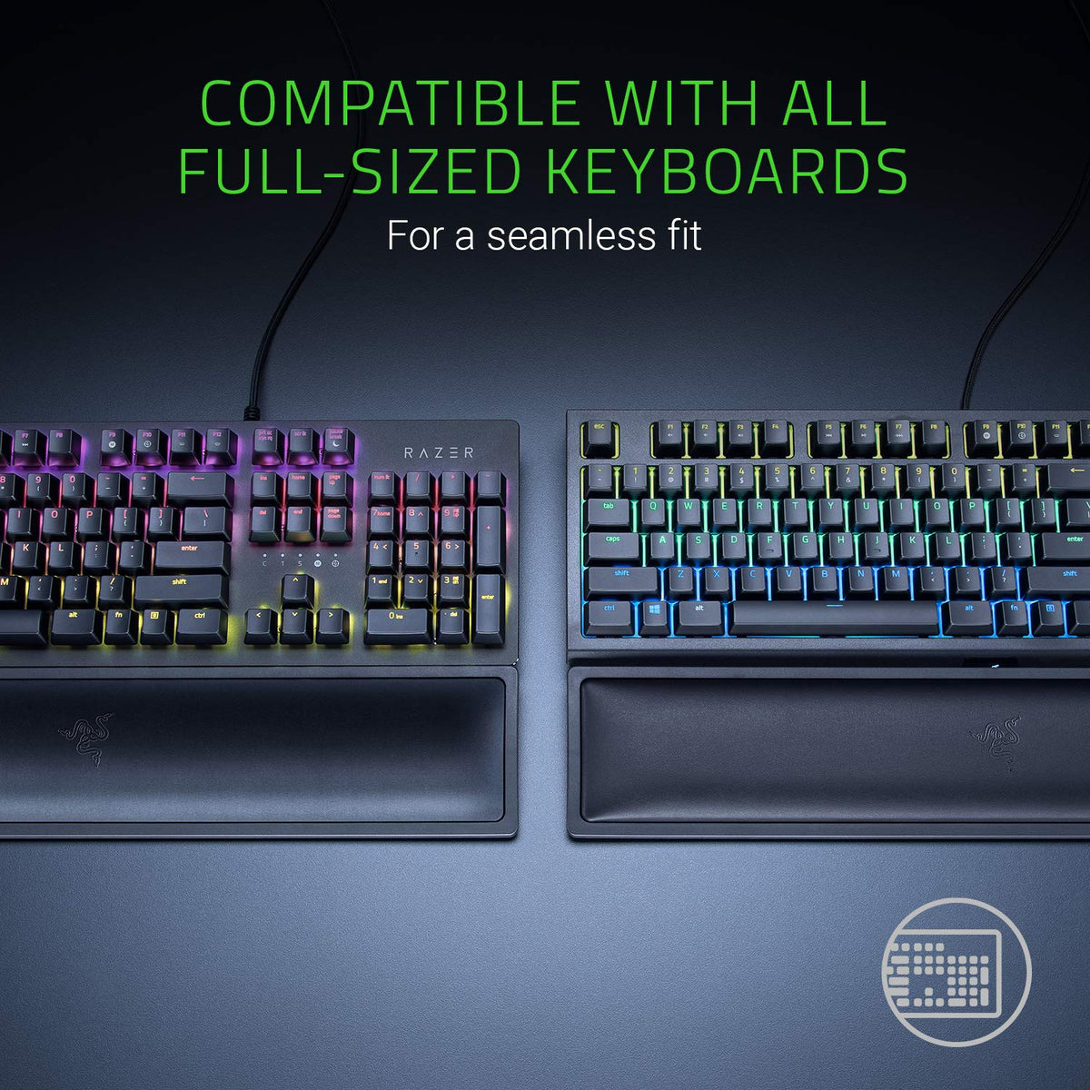 Razer Wrist Rest Pro - Ergonomische Handballenauflage für Gaming Tastaturen im Full-Size-Format mit Kältegel (Polsterung mit Kältegel, bezogen mit wärmeableitenden Spezialstoff) Schwarz