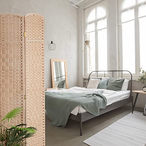 Relaxdays Paravent, 4-teilig, Raumtrenner faltbar, HxB 170x160 cm, Natur