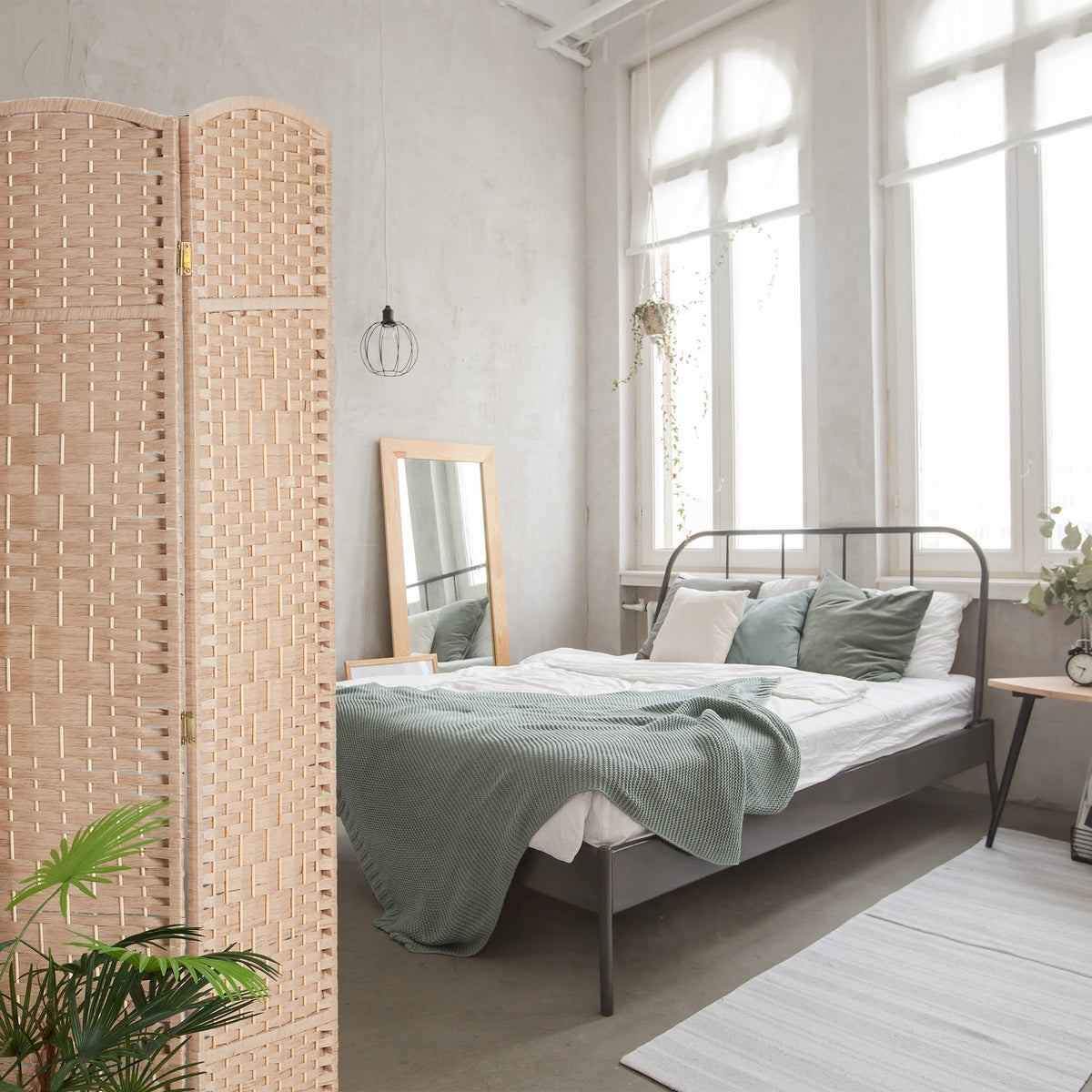 Relaxdays Paravent, 4-teilig, Raumtrenner faltbar, HxB 170x160 cm, Natur