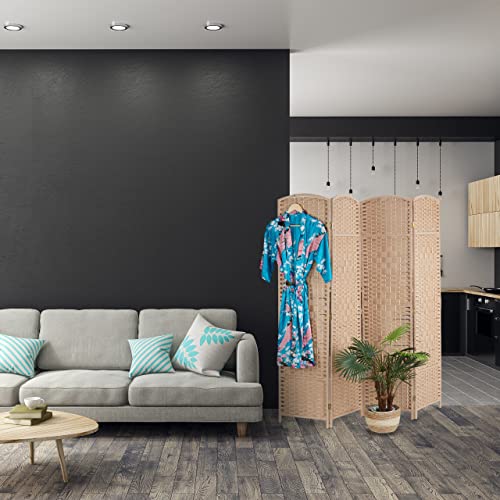 Relaxdays Paravent, 4-teilig, Raumtrenner faltbar, HxB 170x160 cm, Natur