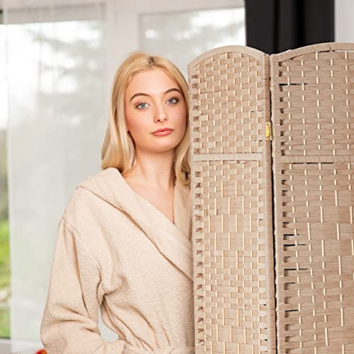Relaxdays Paravent, 4-teilig, Raumtrenner faltbar, HxB 170x160 cm, Natur