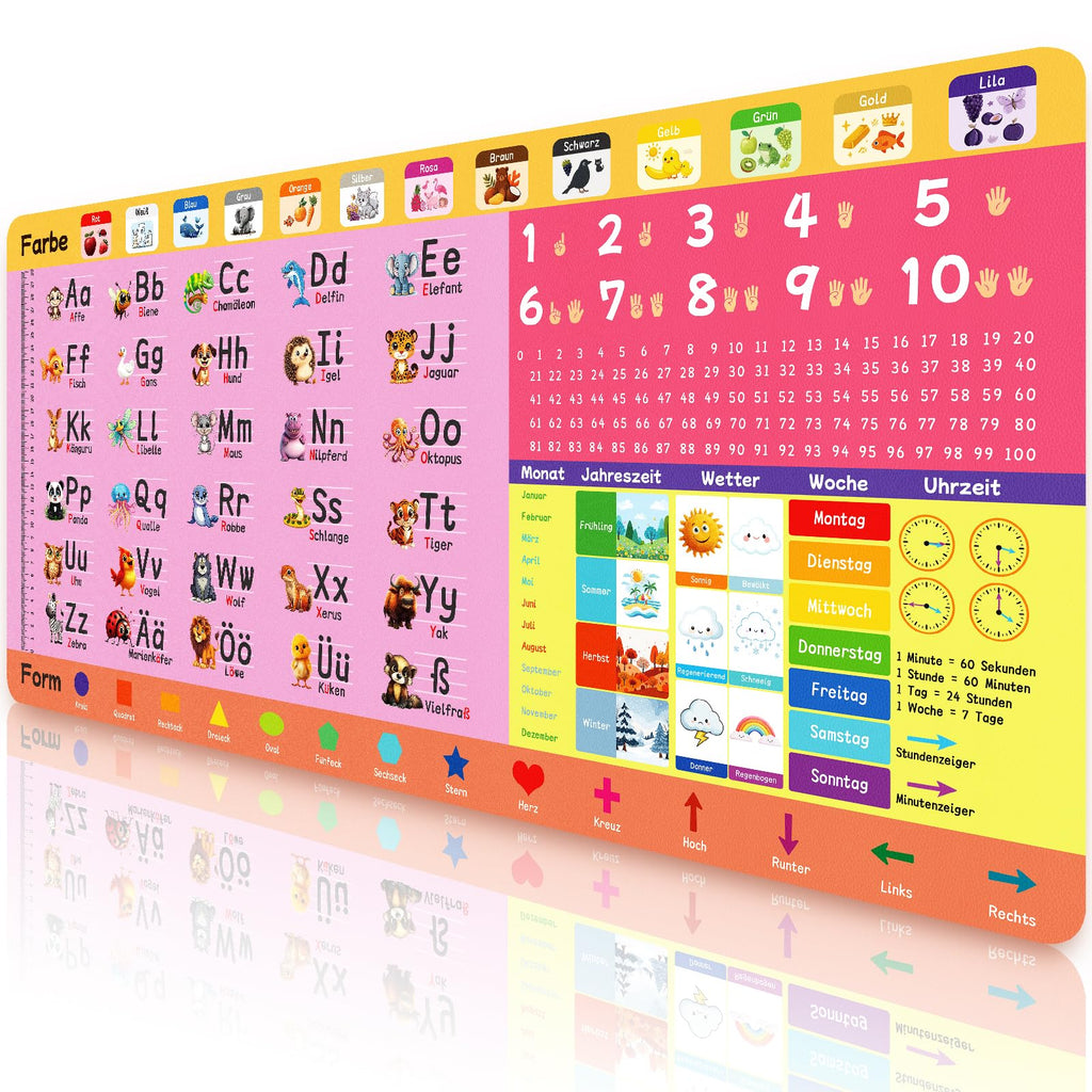 Niviy Schreibtischunterlage Kinder 80X40CM Tier ABC Lernen