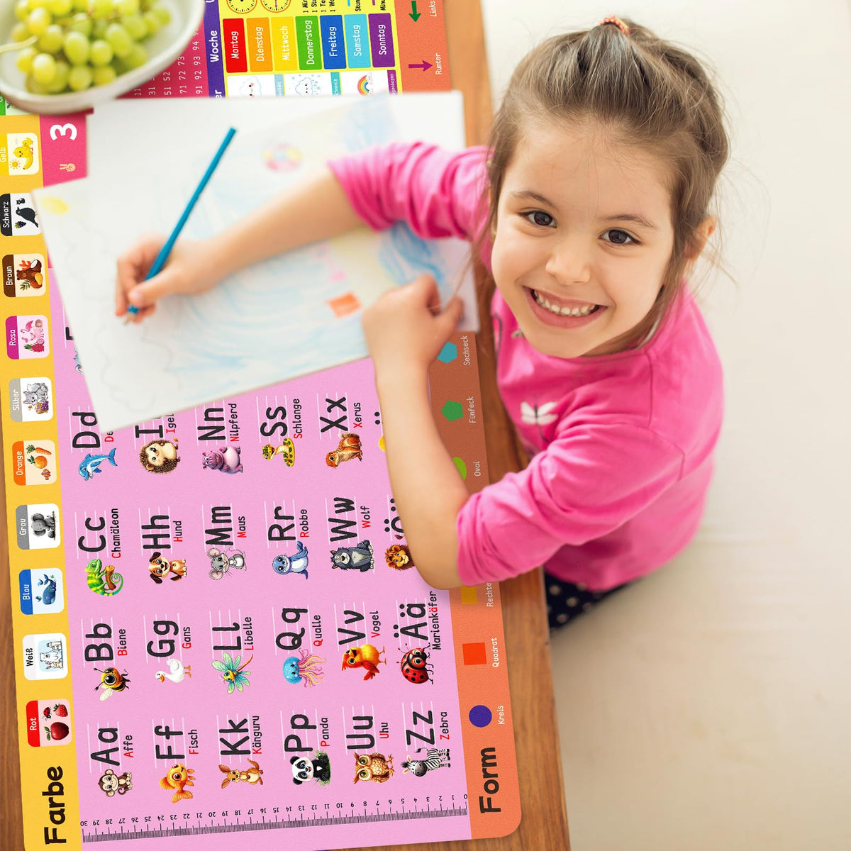 Niviy Schreibtischunterlage Kinder 80X40CM Tier ABC Lernen