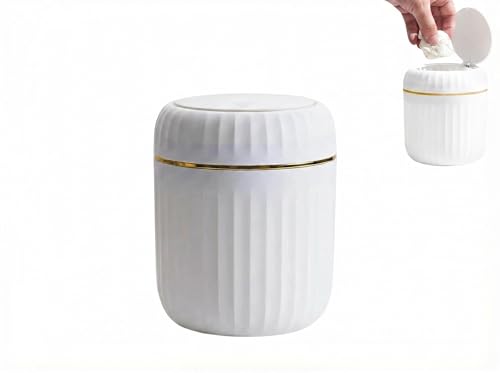 Tischmülleimer mit Deckel, 2L Kleiner Kosmetikeimer mit Aufpoppen