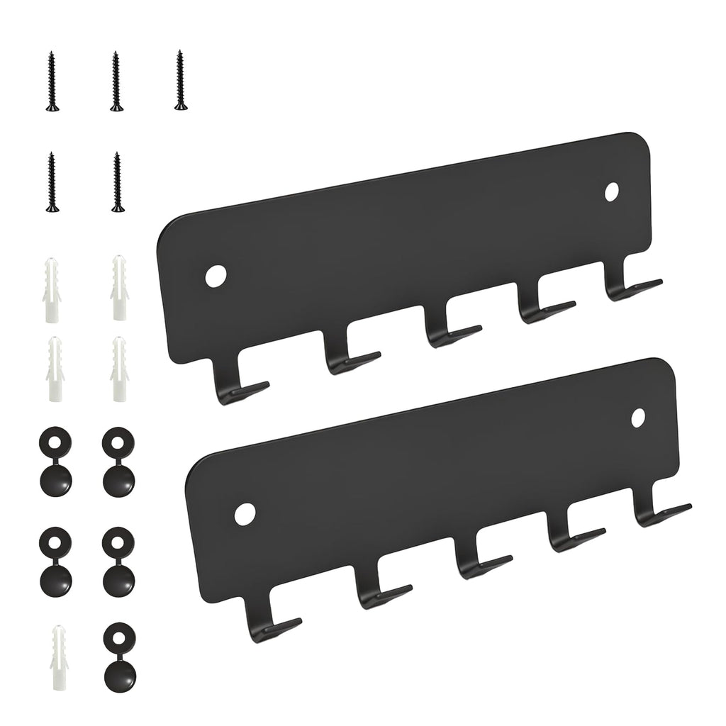 Schwarze Schlüsselleiste 5 Haken, Wand Schlüsselboard für Küche Wohnzimmer