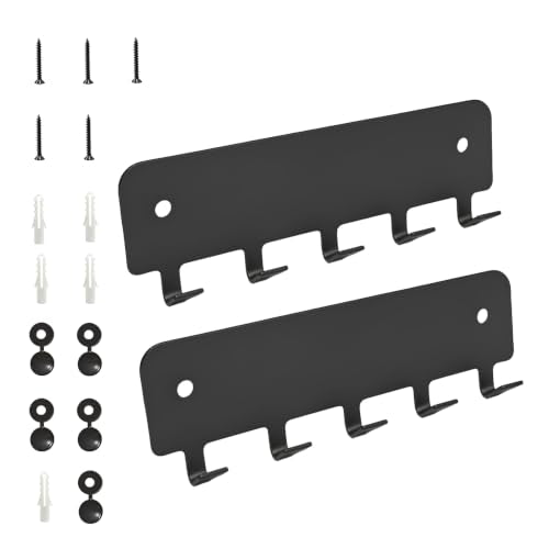 Schwarze Schlüsselleiste 5 Haken, Wand Schlüsselboard für Küche Wohnzimmer