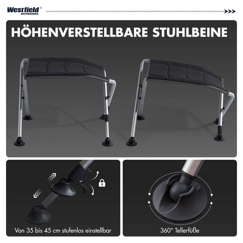 Westfield Outdoors Focus Camping Fußhocker faltbar höhenverstellbar 35-45cm