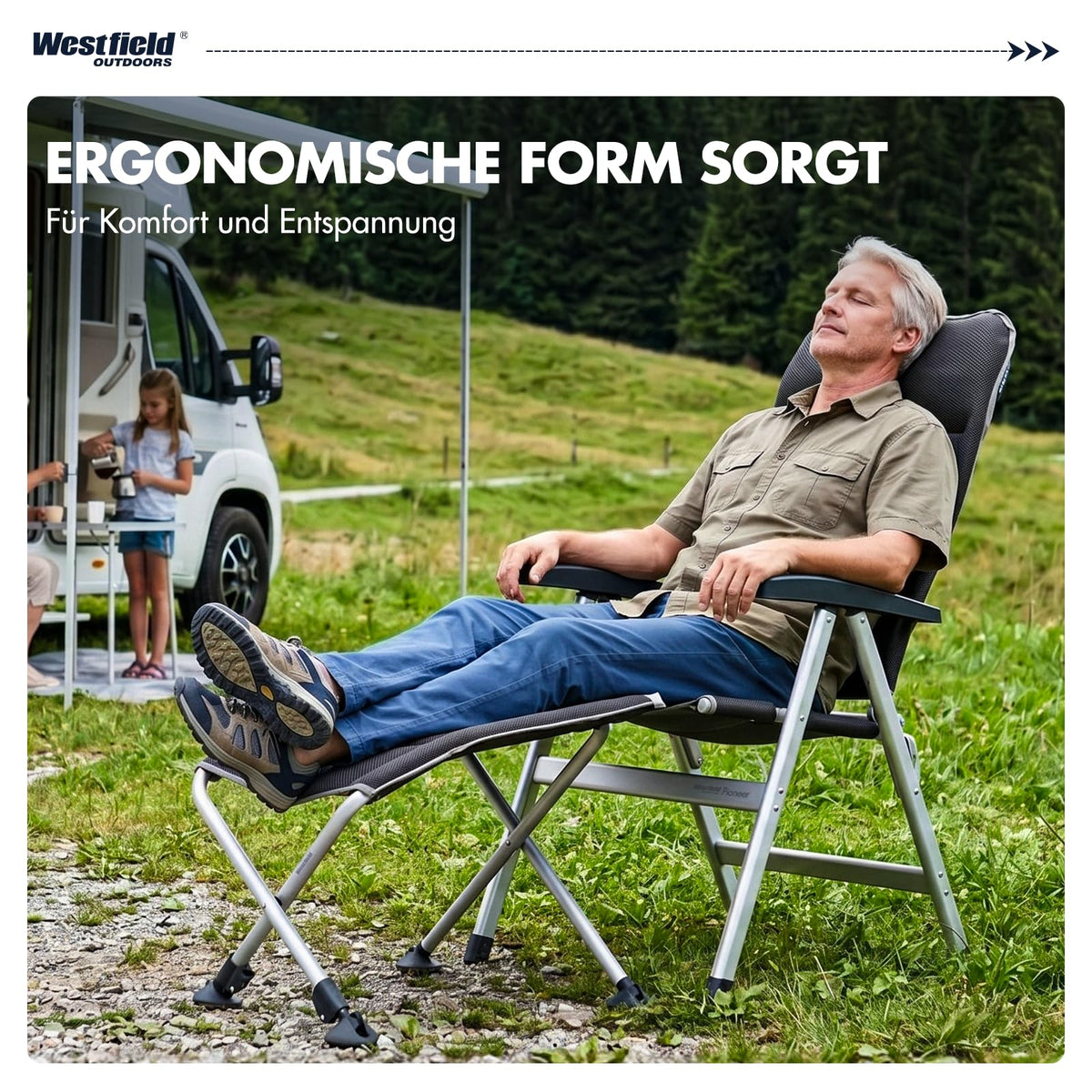 Westfield Outdoors Focus Camping Fußhocker faltbar höhenverstellbar 35-45cm