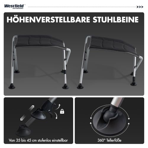 Westfield Outdoors Focus Camping Fußhocker faltbar höhenverstellbar 35-45cm