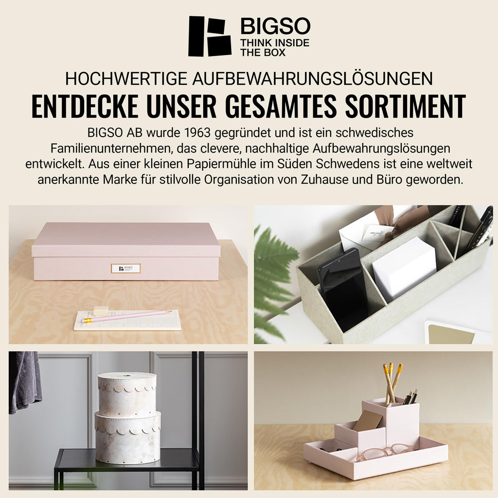 BIGSO Hakan 2er-Set Briefablage A4 – Aufbewahrungsbox stapelbar mit Griff – Schreibtischablage für Briefe, Dokumente & Unterlagen – Ordnungssystem aus Faserplatte mit Papier – Beige