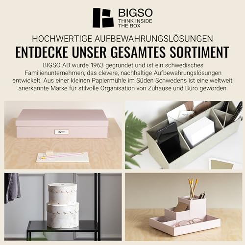 BIGSO Hakan 2er-Set Briefablage A4 – Aufbewahrungsbox stapelbar mit Griff – Schreibtischablage für Briefe, Dokumente & Unterlagen – Ordnungssystem aus Faserplatte mit Papier – Beige