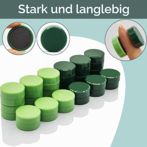 Starke Kühlschrankmagnete, 20 Stück Mini Rund für Whiteboard und Pinnwand, Grün